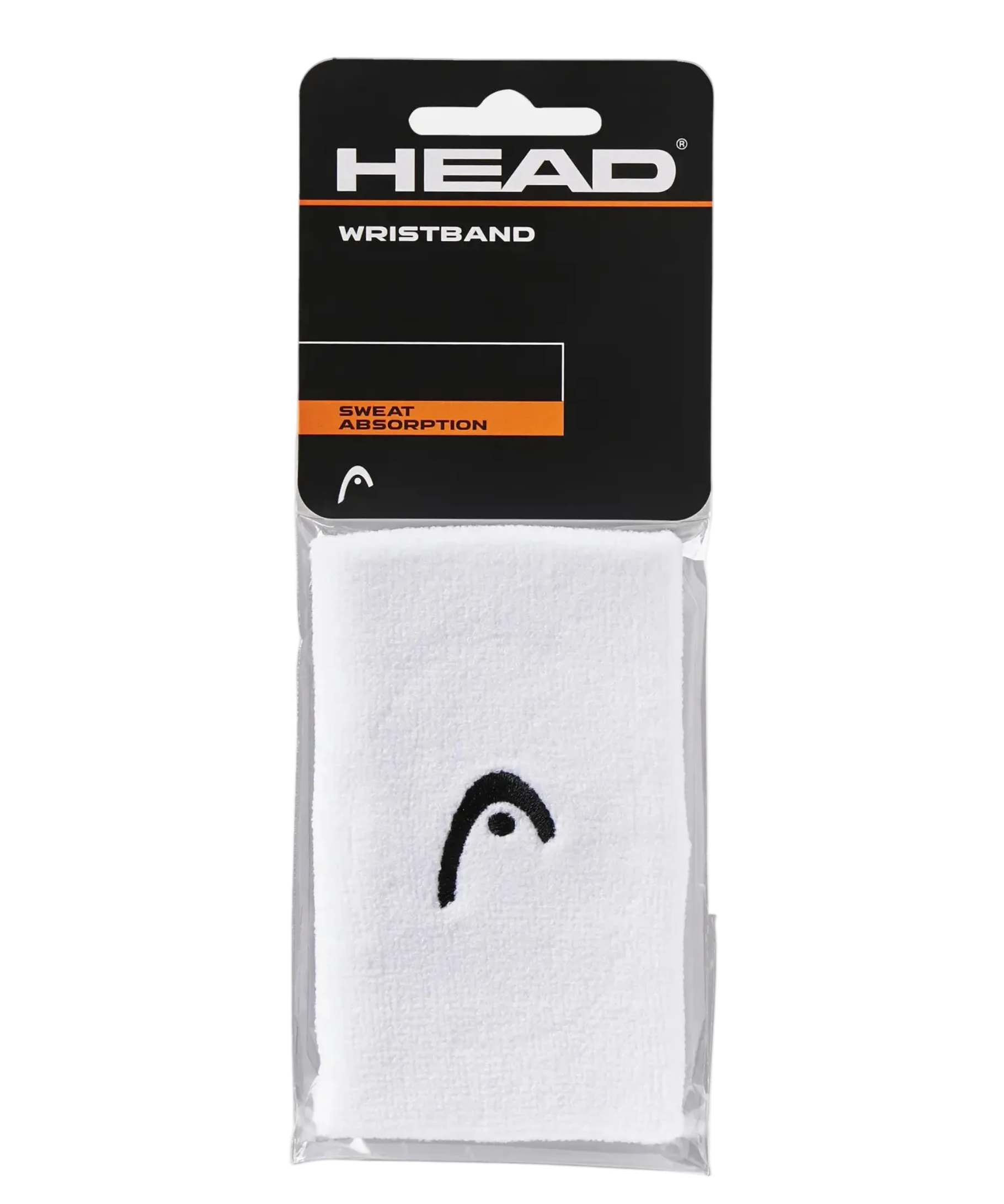 HEAD 5 Inch Tennis Wristband in White featuring soft absorbent fabric, a comfortable stretch fit, and moisture-managing performance.