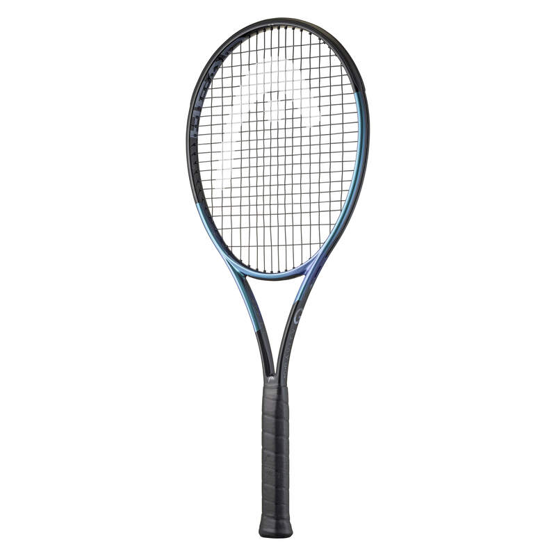 A HEAD Gravity MP high-performance tennis racket in black and blue