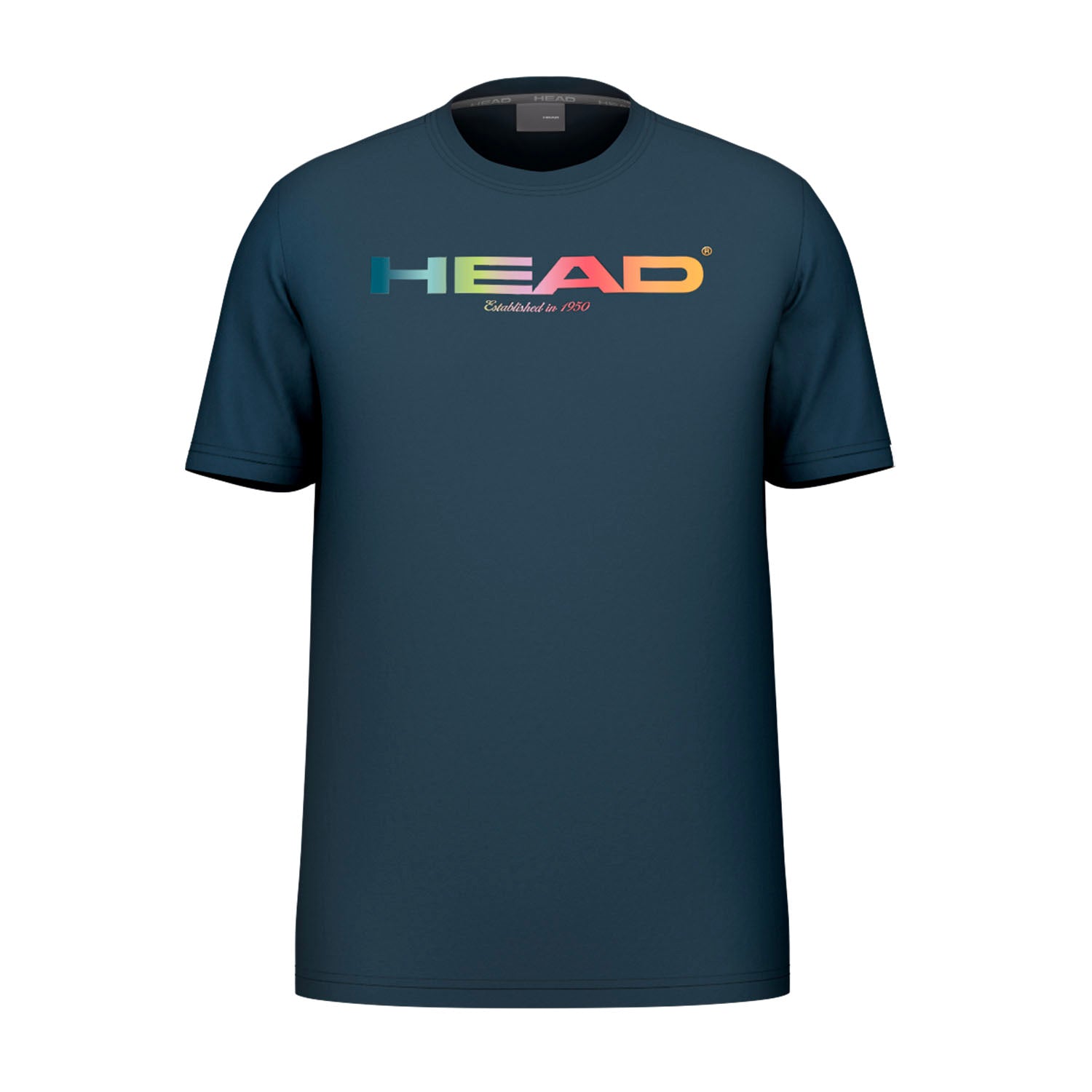 HEAD Junior Rainbow T-Shirt featuring lightweight fabric, rainbow-inspired graphics, a crew neck design, and comfortable everyday wear.
