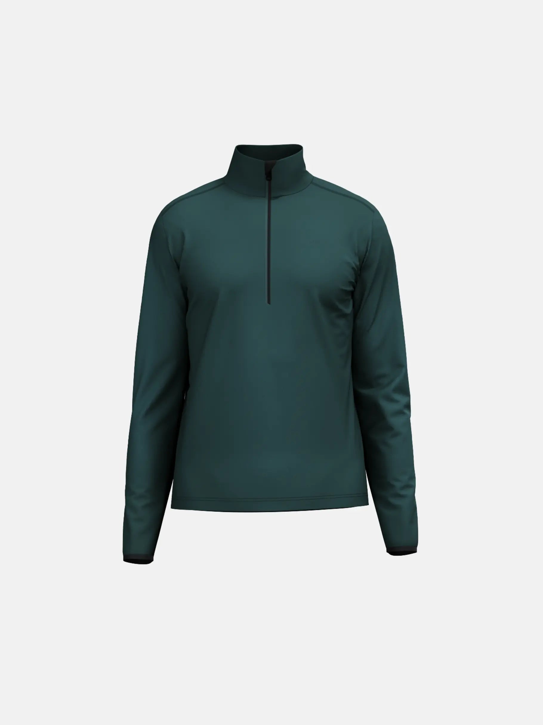 A dark green HEAD Men's Marty Midlayer Sweater that is stretchable, breathable, and lightweight, and is designed to be worn under a ski jacket.