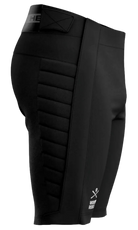 Head Race Shorts showing full-length side leg zippers, adjustable elastic waistband, windproof stretch softshell fabric, fleece-lined backing, and reinforced protective side paneling.