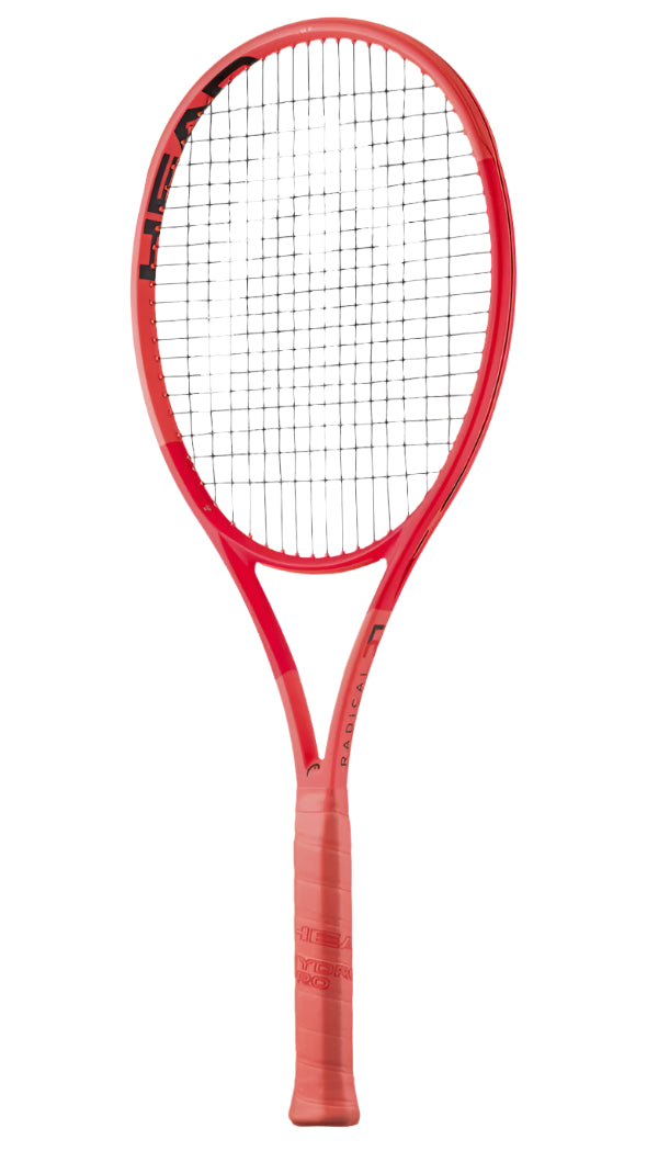 HEAD Radical 2025 high-performance control and spin tennis racket showcasing the striking orange coloring and 16x19 string pattern