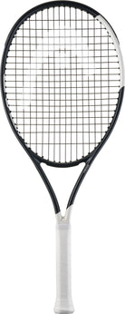 A HEAD Speed Junior high-performance tennis racket with a black and white frame designed for 11-12 year olds