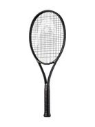 HEAD Speed MP Legend high-performance tennis racket showcasing the sleek, all-black coloring and the gold Djokovic logo stamped on the throat