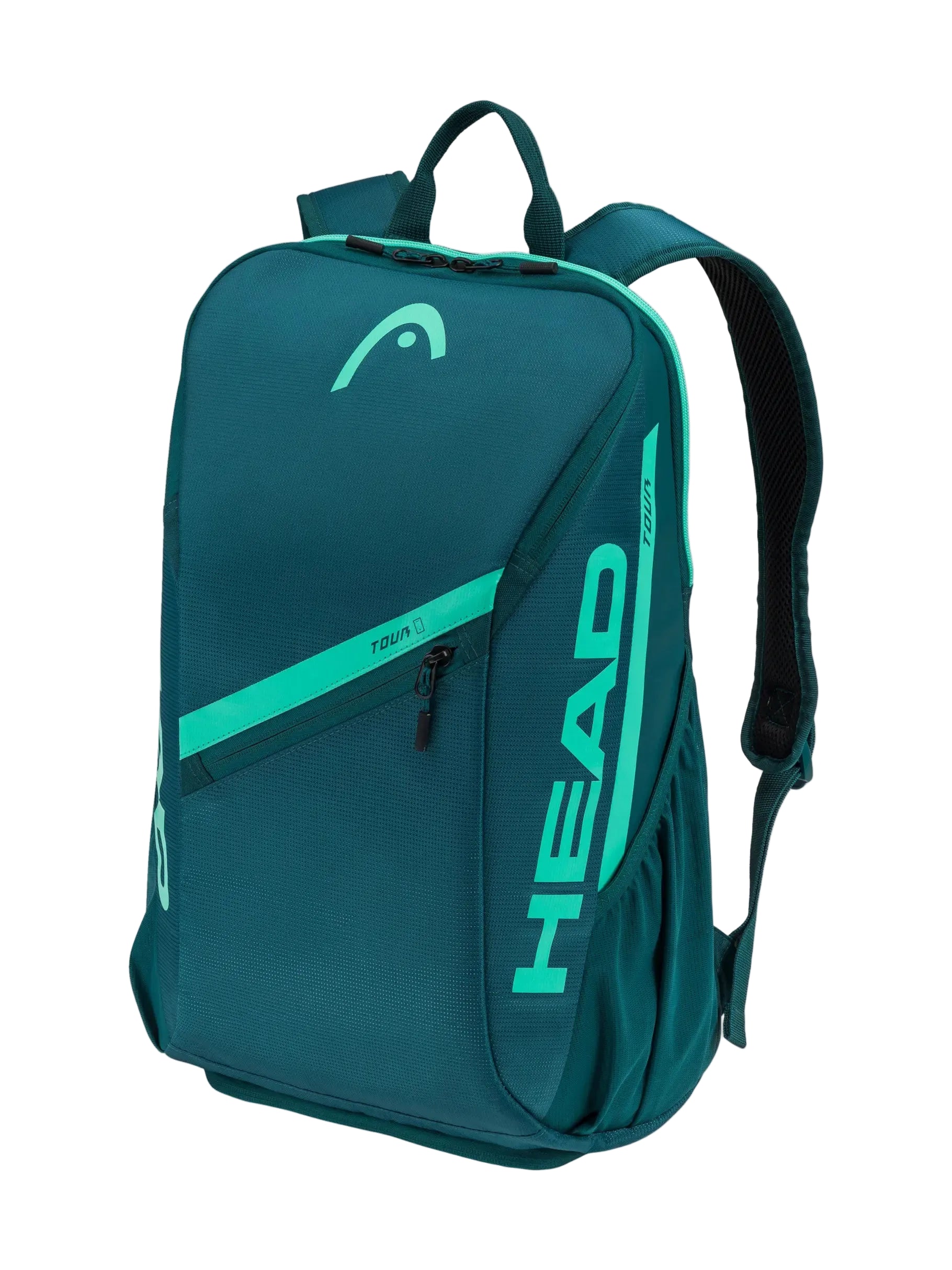 HEAD Tour Backpack 25L featuring dedicated racquet storage, multiple compartments, padded shoulder straps, and durable construction.