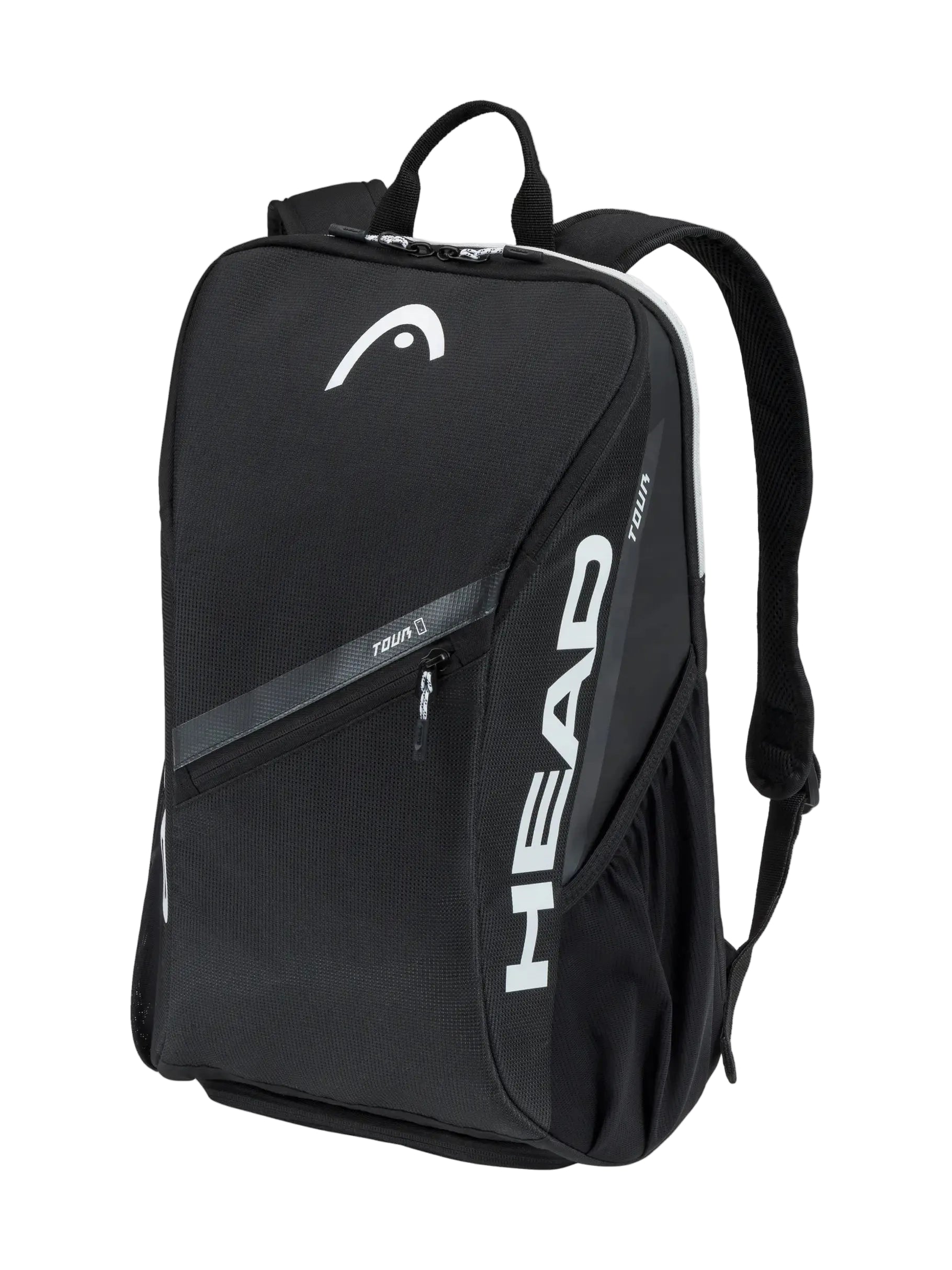 HEAD Tour Backpack 25L featuring dedicated racquet storage, multiple compartments, padded shoulder straps, and durable construction.