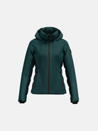 A dark green HEAD Women's Ashley Ski Jacket that is waterproof, insulated, breathable, and stretchable.