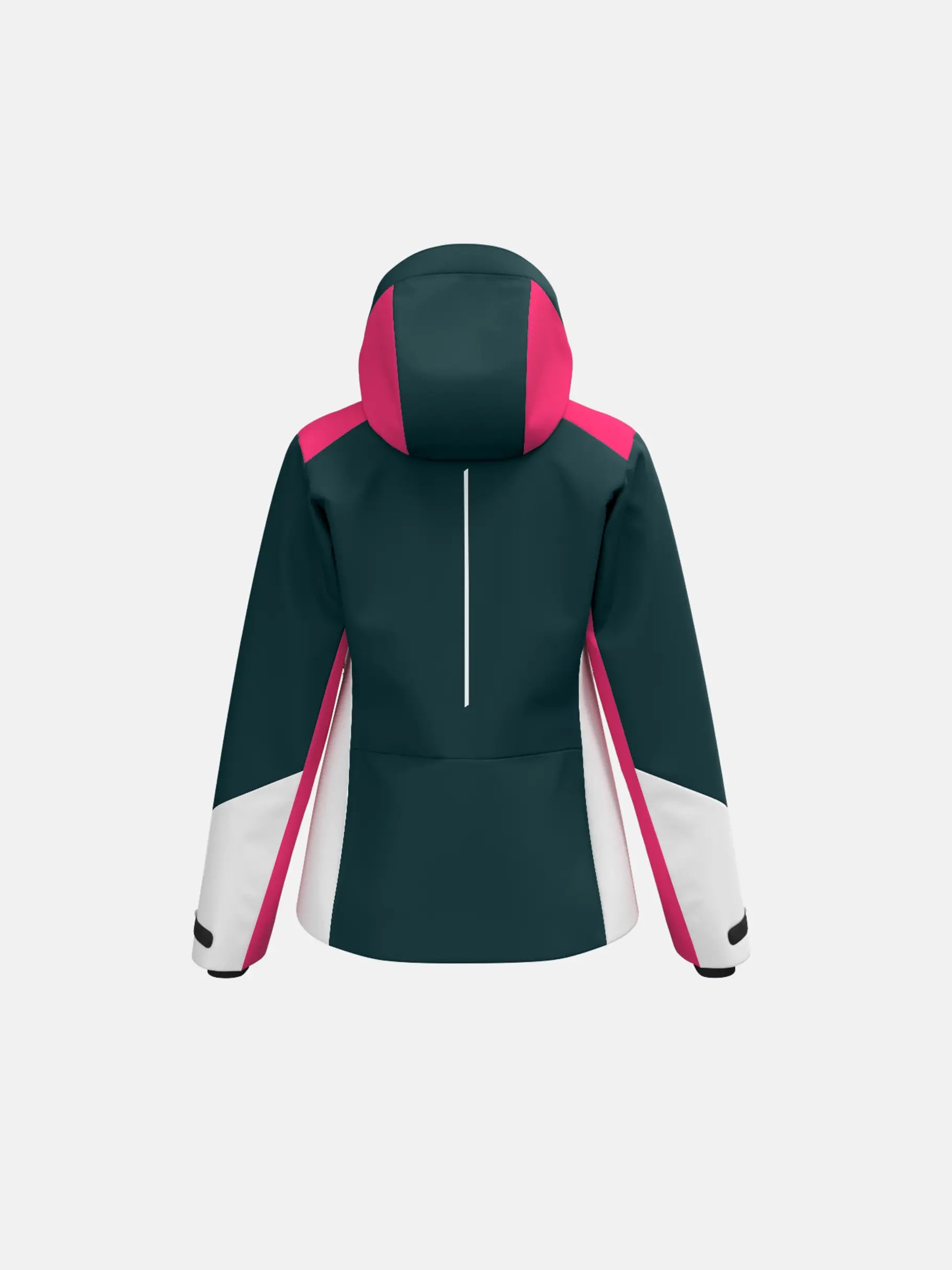 A green and pink HEAD Women's Joy Ski Jacket that is waterproof, insulated, breathable, and stretchable.