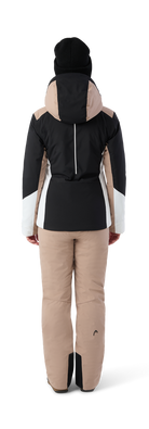 A Head Women’s Joy Jacket showing waterproof breathable shell fabric, articulated sleeves, fully taped seams, insulated quilting, zippered hand pockets, and high stand-up collar.
