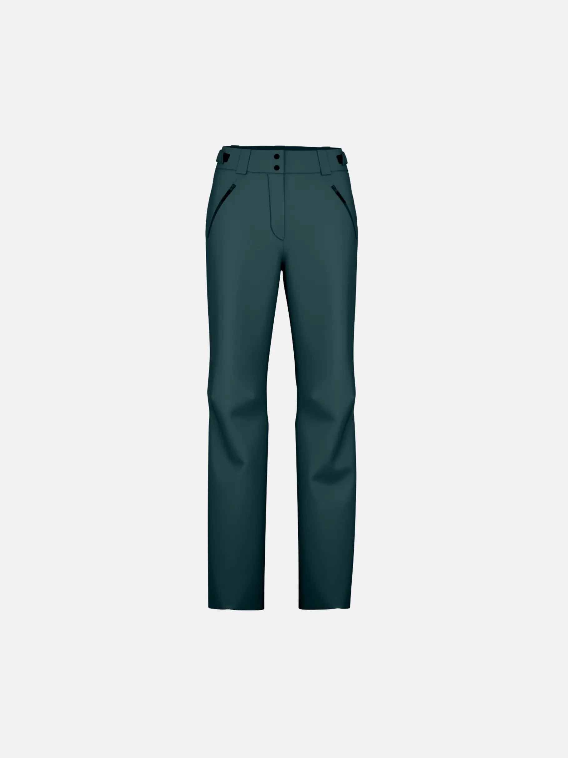 A pair of dark green Head Women's Joy Ski Pants that are waterproof, breathable, stretchable, and insulated.