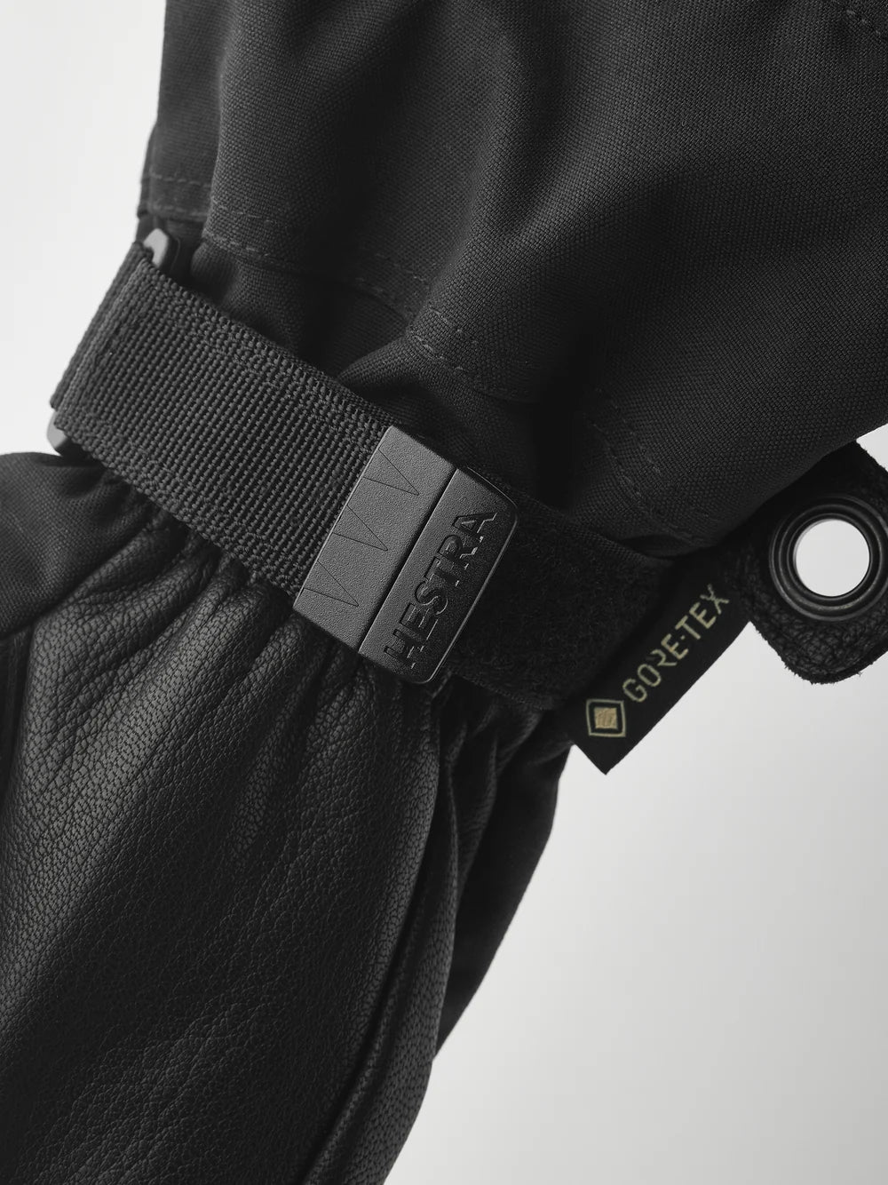 Hestra Army Leather GORE-TEX ski gloves with waterproof membrane, goat leather, G-Loft insulation and high snow-lock cuffs.
