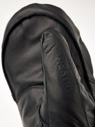 Hestra Fall Line Mitt in Black cowhide leather with G-Loft insulation, removable lining and short neoprene cuff.