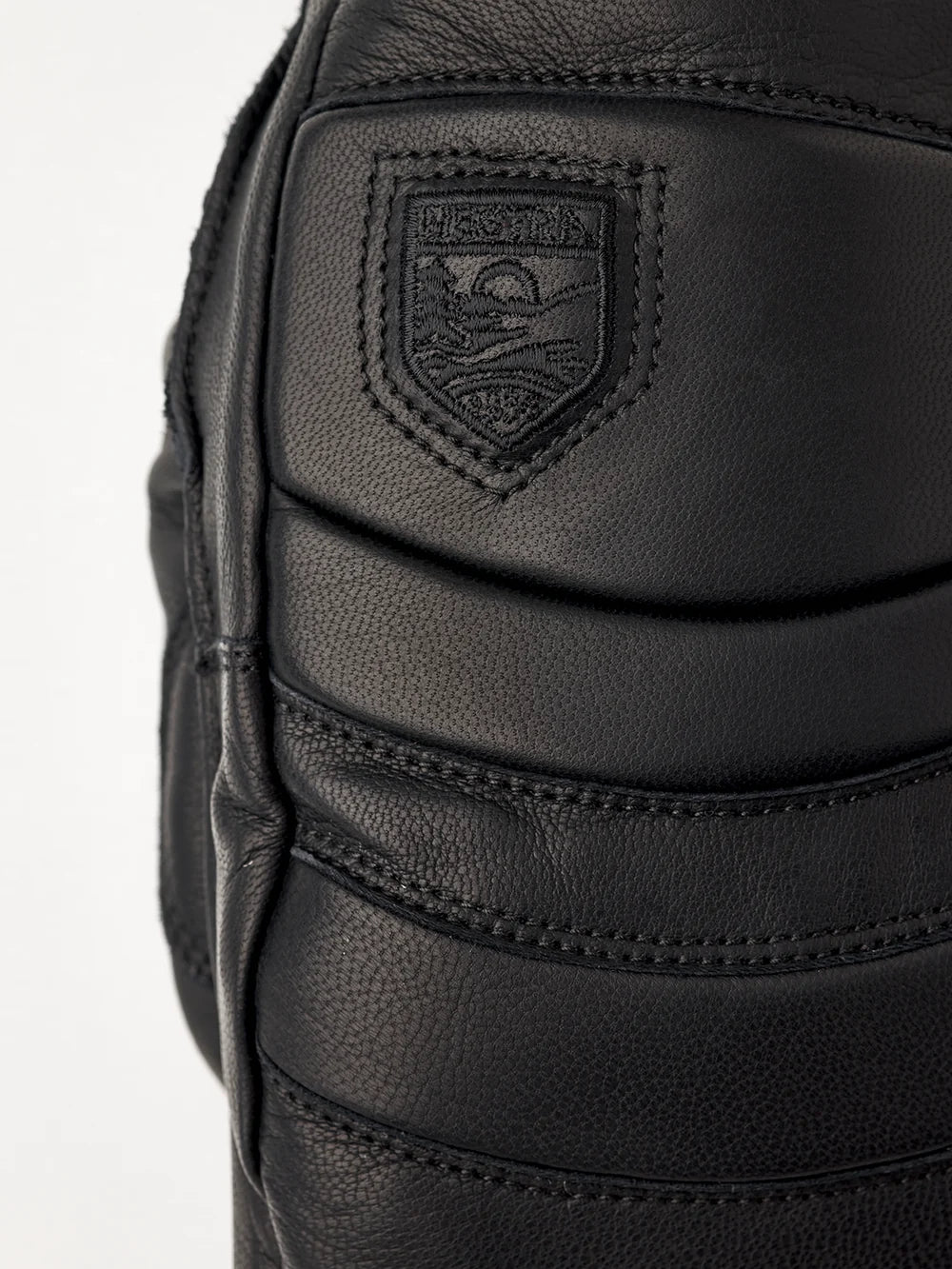 Hestra Fall Line Mitt in Black cowhide leather with G-Loft insulation, removable lining and short neoprene cuff.