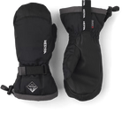 A pair of black Hestra Jr Gauntlet CZone Mittens that are designed to keep your child's hands warm and dry in harsh winter conditions.