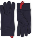 A pair of black Hestra Junior Touch Point Dry Wool Glove Liners that show off the touch screen-friendly surface of the fingertips.