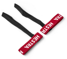  A pair of black, red, and white Hestra Kids Handcuffs designed to keep gloves and mittens secure.