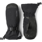 Hestra Powder Gauntlet Mitt in Black with goat leather, Fiberfill insulation, removable microfleece liner and long protective cuff.