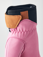 A pair of pink Hestra Women's Fall Line premium leather mittens.