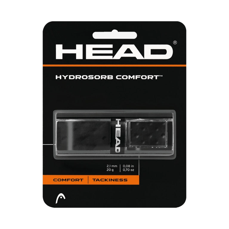 Head Hydrosorb Comfort Grip, tennis racket grip, comfortable tennis grip, moisture-absorbing grip, tennis handle grip, Head tennis accessories, racket grip replacement, ergonomic tennis grip, Swiss Sports Haus, West Vancouver tennis shop.