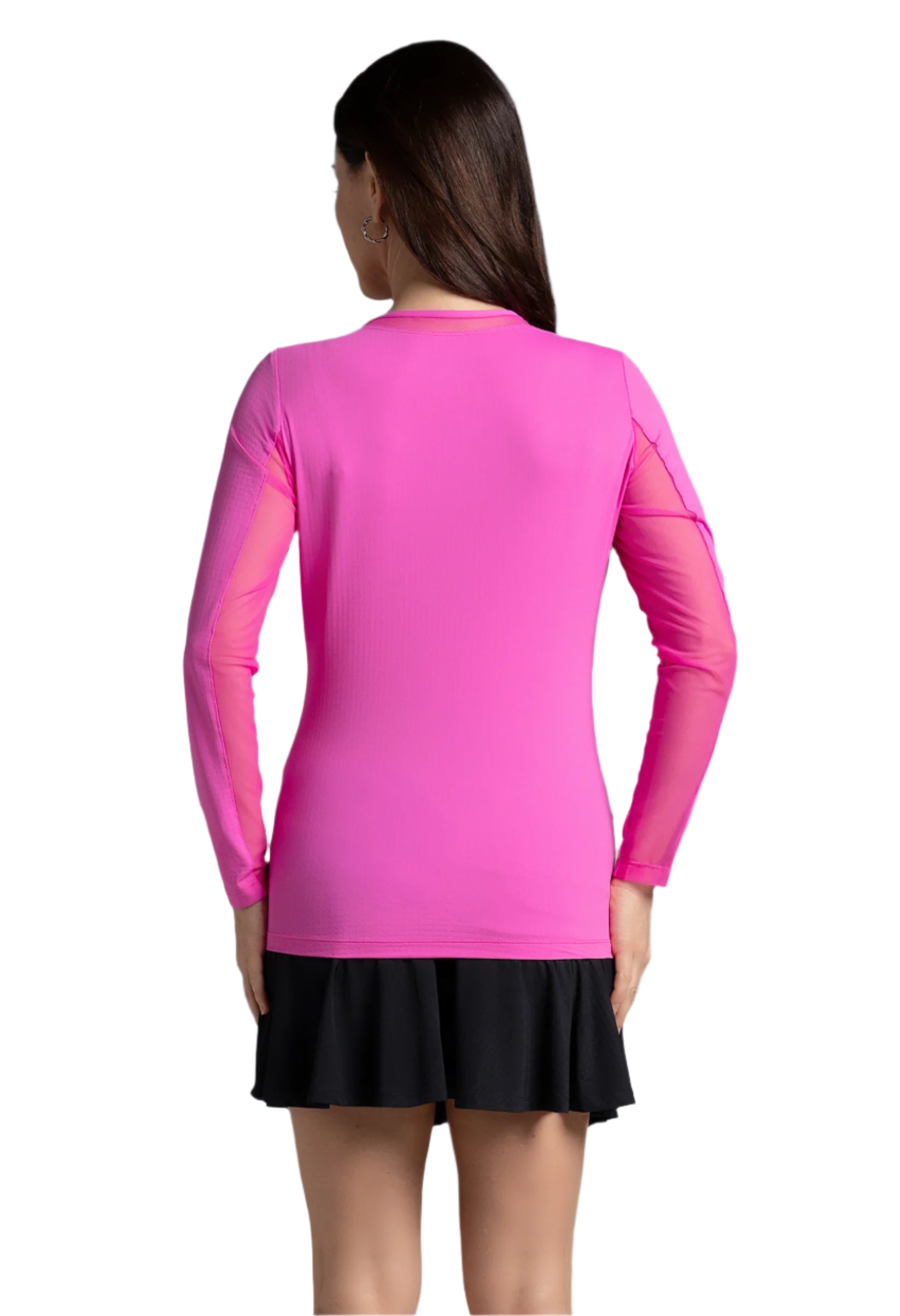 IBKÜL Women's Golf Long Sleeve Crew Neck with Mesh featuring breathable mesh panels, cooling performance fabric, and UPF sun protection.