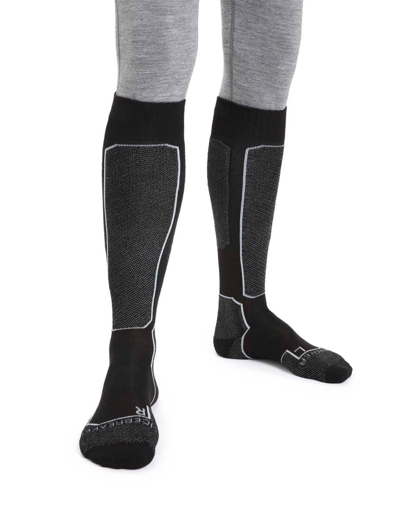 Icebreaker Men's Merino Ski+ Light Socks featuring premium Merino wool, light cushioning, anatomical support, seamless toe construction, and a performance fit.