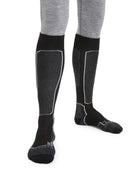 Icebreaker Men's Merino Ski+ Light Socks featuring premium Merino wool, light cushioning, anatomical support, seamless toe construction, and a performance fit.