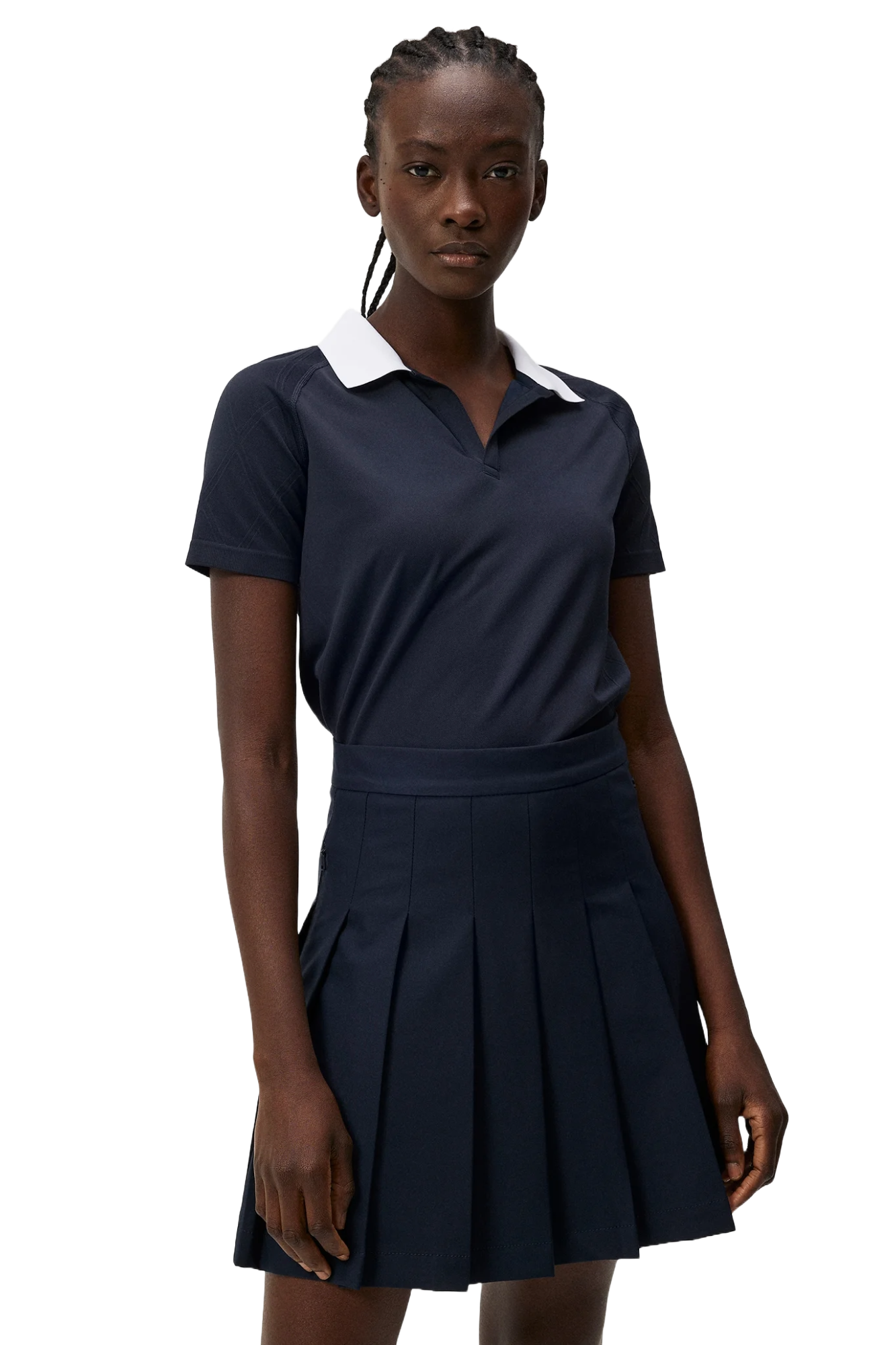 J.Lindeberg Women's Baily Seamless golf polo with breathable stretch performance fabric and seamless construction for golf wear