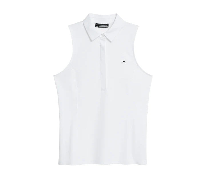 J.Lindeberg Women's Dena sleeveless golf polo with breathable stretch performance fabric and athletic fit for golf and active wear