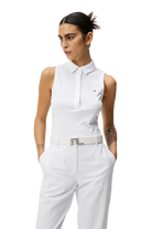 J.Lindeberg Women's Dena sleeveless golf polo with breathable stretch performance fabric and athletic fit for golf and active wear