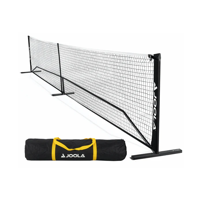 A black JOOLA Elemental Pickleball Net that shows off both the net and the carrying bag.