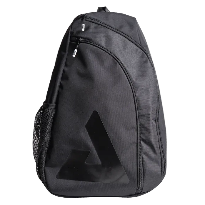 A black Joola Everyday Sling Bag that is designed to hold pickleball paddles and accessories.