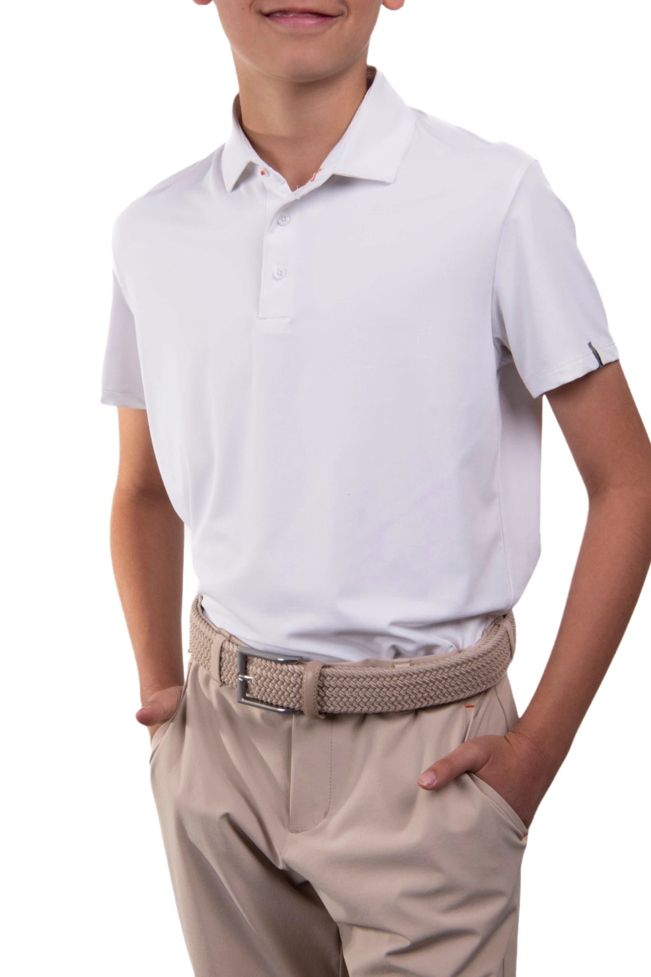 KJUS Boys Self Collar golf polo with breathable four-way stretch performance fabric for junior golfers and active youth