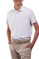 KJUS Boys Self Collar golf polo with breathable four-way stretch performance fabric for junior golfers and active youth