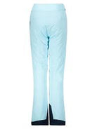 A pair of light blue Kjus Girl's Carpa ski pants for girls with a slim-fit design and a growth system in the legs.