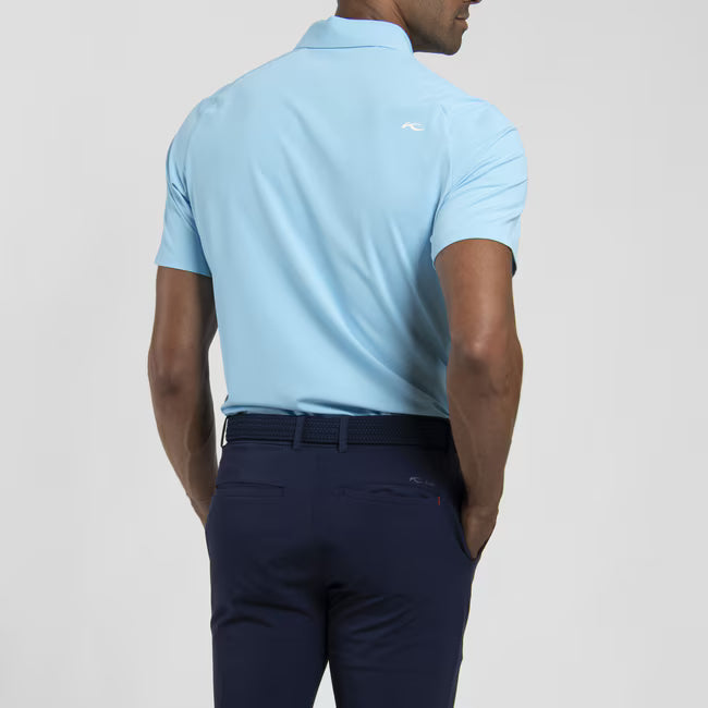 KJUS Men's Cool Point Short Sleeve Golf Polo featuring lightweight breathable performance fabric, moisture-wicking technology, four-way stretch, and athletic styling.