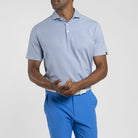 KJUS Men's Hollow Pima Print short sleeve golf polo with breathable stretch fabric and modern printed design for golf wear