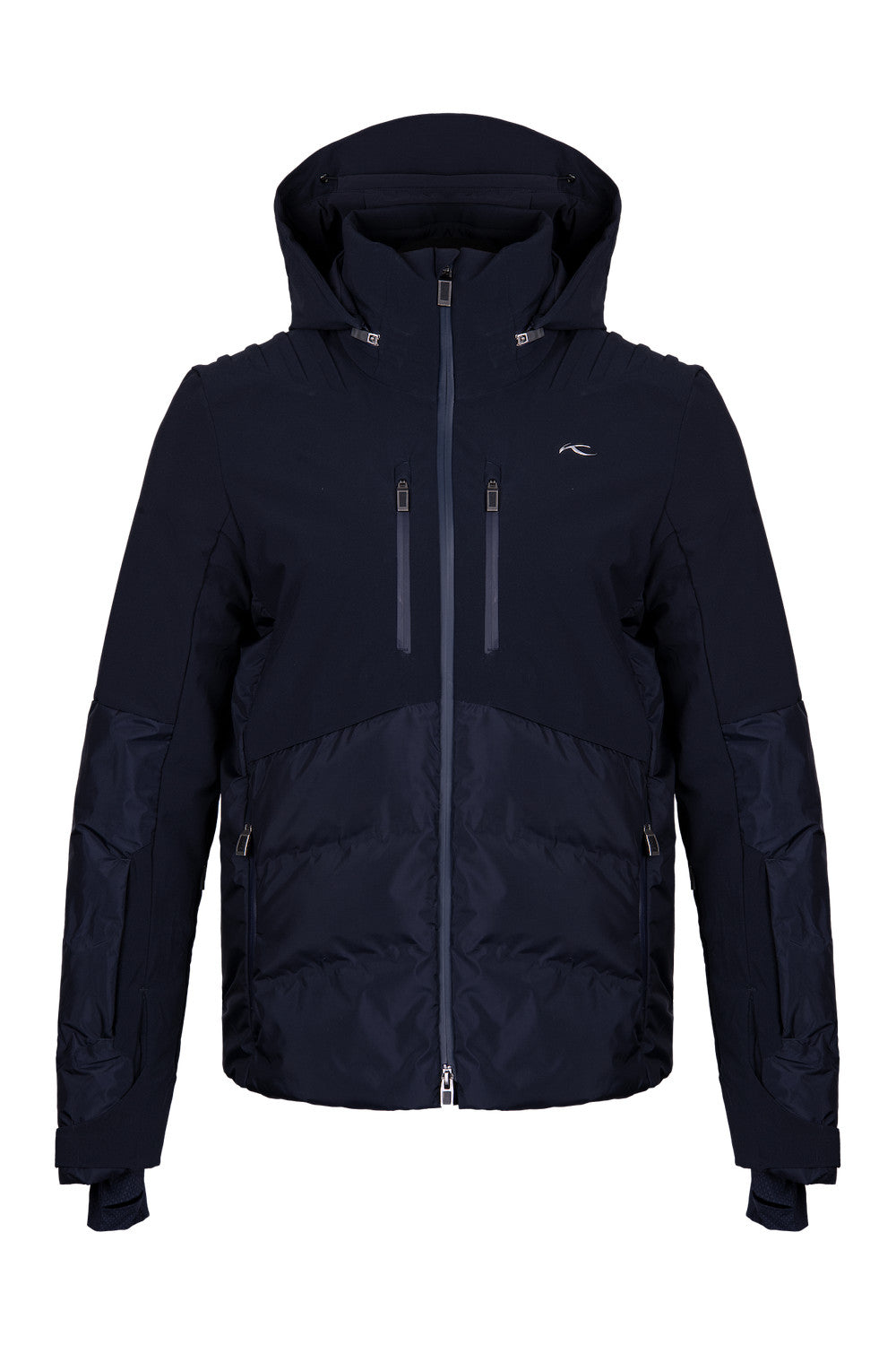 KJUS Men's Pivot Ski Jacket featuring waterproof construction, lightweight insulation, four-way stretch fabric, adjustable hood, and premium alpine performance.