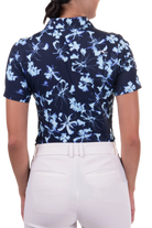 KJUS Women's Enya printed golf polo with breathable four-way stretch performance fabric and modern print design for golf wear