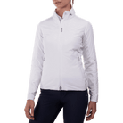 KJUS Women's Radiation Jacket featuring lightweight synthetic insulation, stretch performance fabric, zippered pockets, and a women's-specific fit for skiing and winter wear.