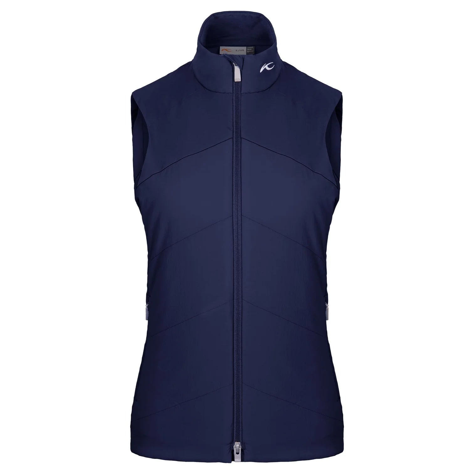 KJUS Women's Radiation Vest featuring lightweight synthetic insulation, stretch side panels, zippered pockets, and a women's-specific fit for skiing and winter layering.