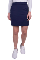 KJUS Women's Susi 16-inch golf skort with built-in shorts and four-way stretch performance fabric for golf and active wear