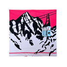 Front view of the Krimson Klover Gondola Neck Gaiter featuring a four-way stretch recycled polyester blend, brushed fleece interior lining, seamless finish, and custom alpine graphic print.