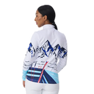 Rear view of the Krimson Klover Women’s Apres Anyone Sweater featuring a mid-weight ECOVERO™ viscose blend knit, classic crew neck design, graphic front motif, and ribbed trim on the collar, cuffs, and hem.