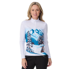 Front view of the Krimson Klover Women’s Snow Hounds Sweater featuring a mid-weight ECOVERO™ viscose blend knit, crew neck, custom dog graphic print, and ribbed collar, cuffs, and hem.
