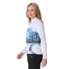 Side view of the Krimson Klover Women’s Snow Hounds Sweater featuring a mid-weight ECOVERO™ viscose blend knit, crew neck, custom dog graphic print, and ribbed collar, cuffs, and hem.