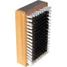 Kuu Brass Brush showing a rectangular wooden handle block set with fine metallic wire bristle tufts arranged in uniform rows.
