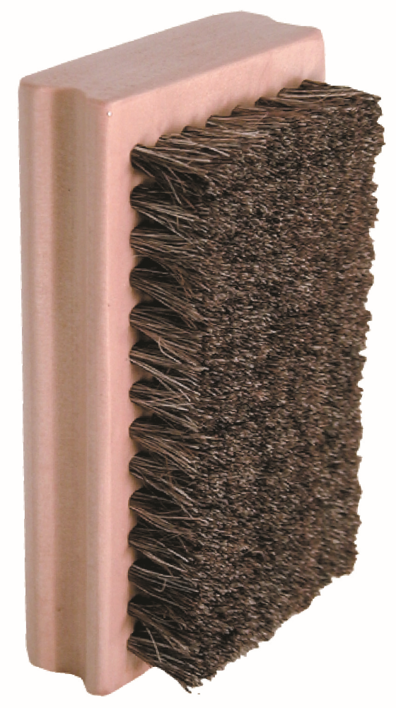 Kuu Horsehair Brush showing a rectangular wooden handle block set with dense natural bristle tufts arranged in uniform rows.