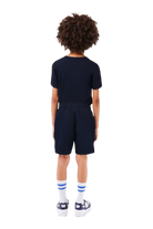 Lacoste Boys Sport Diamond Weave Shorts featuring lightweight breathable fabric, athletic fit, elastic waistband, and crocodile branding.