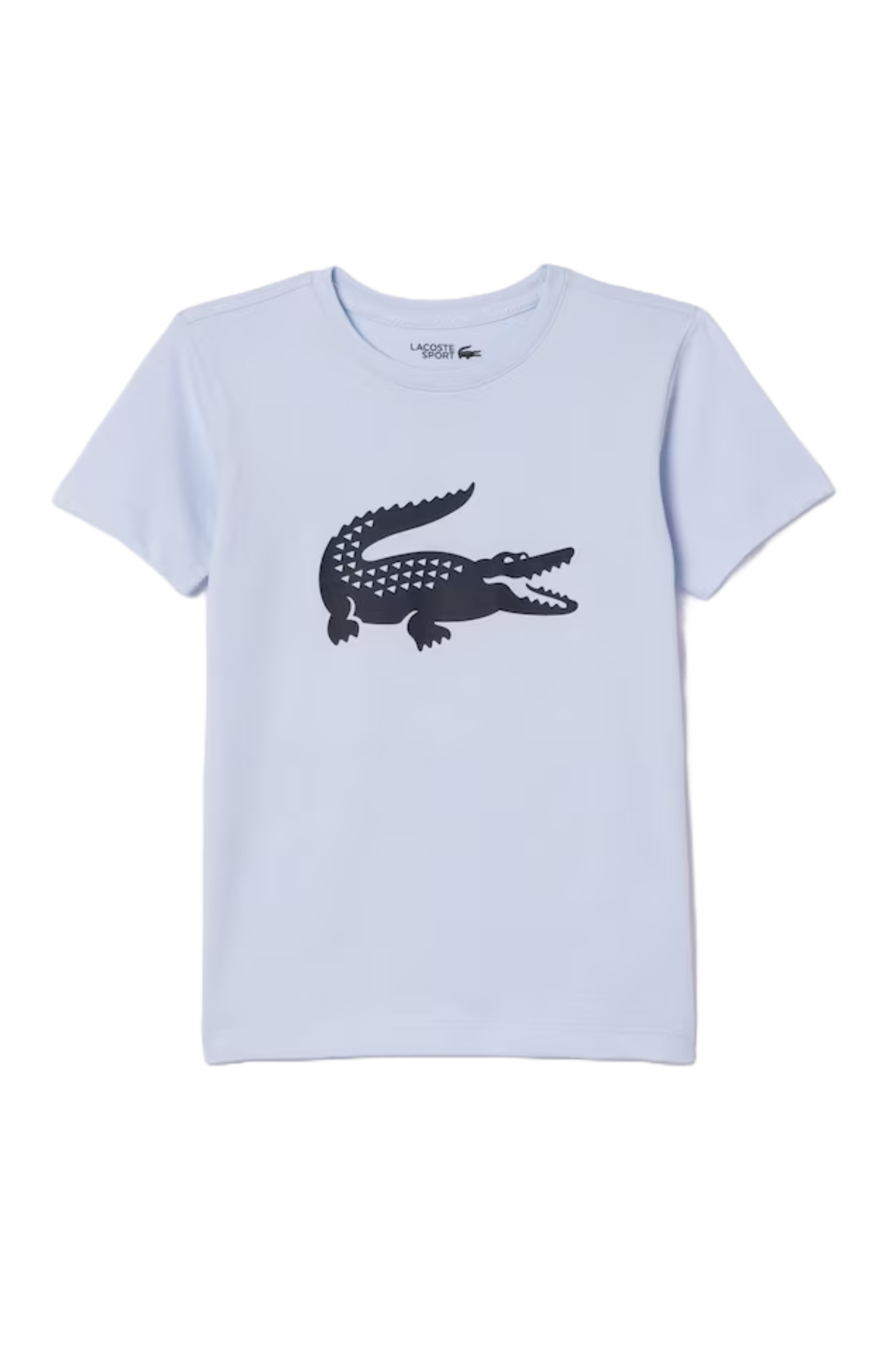 Lacoste Kids' Sport Oversized Croc T-Shirt featuring a large crocodile graphic, relaxed fit, breathable comfort, and signature branding.