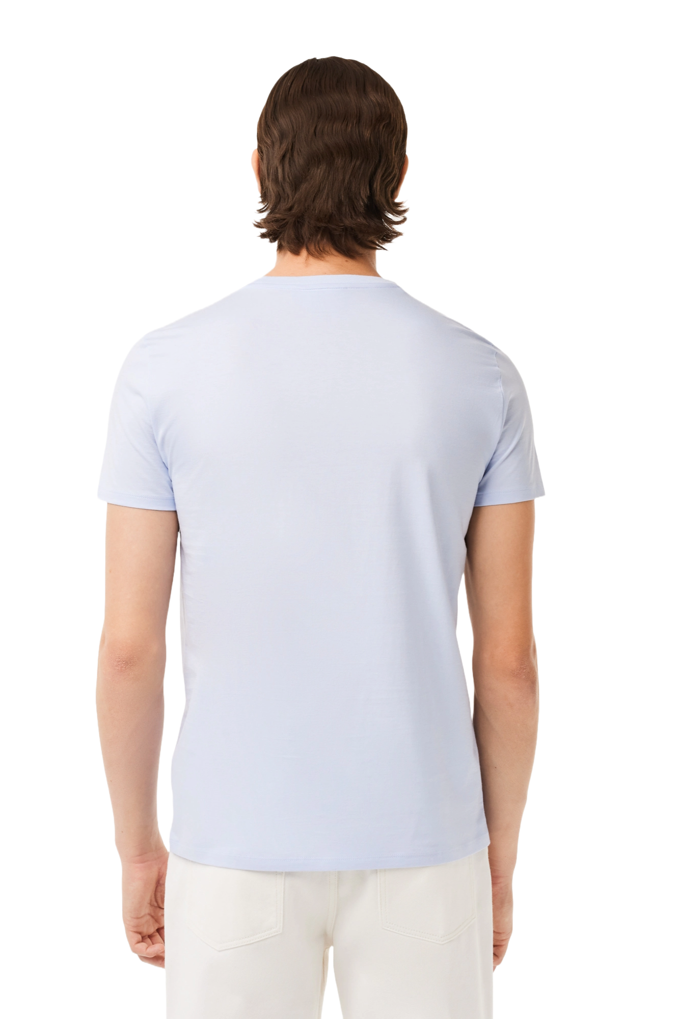 Lacoste Men's Crew Neck Pima Cotton Jersey T-Shirt featuring premium Pima cotton, soft breathable comfort, and signature crocodile branding.